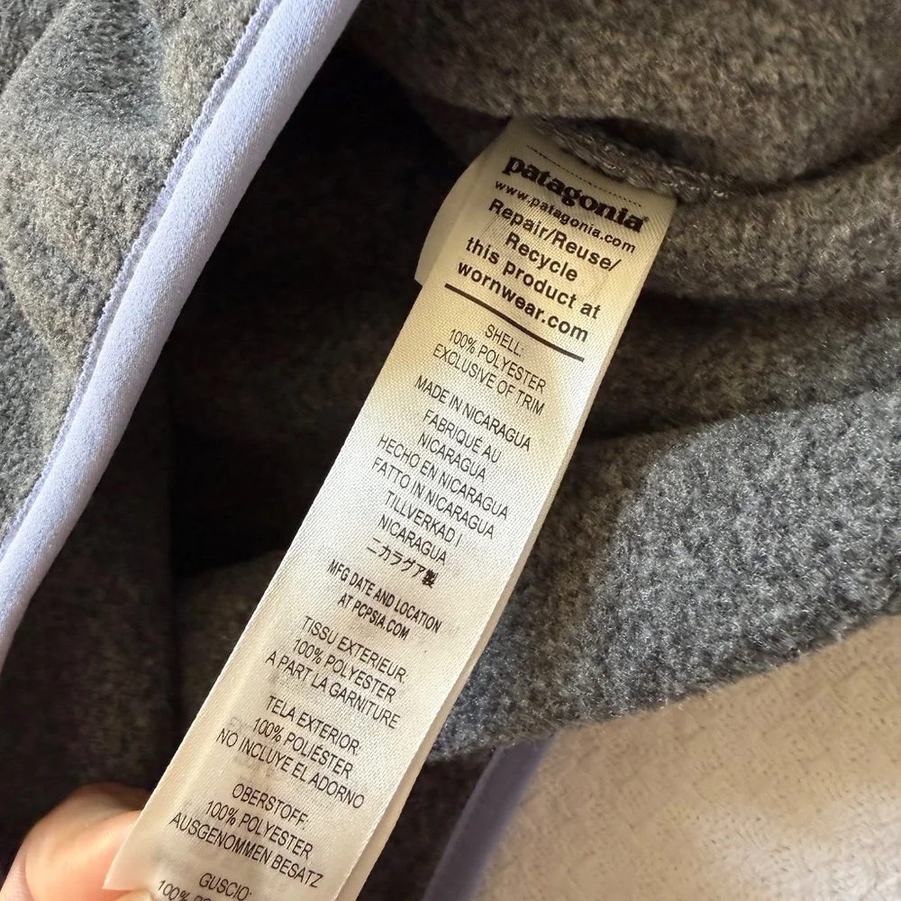 Patagonia Synchilla Lightweight Snap-T Fleece Pullover - Gray/Lavender - Picture 4 of 5